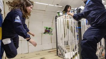 Abhay and Kylie operating HDD CubeSat experiments 