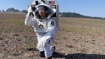 Monica in Analog Spacesuit