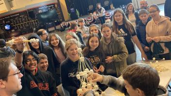 SOAR students building marshmallow tower