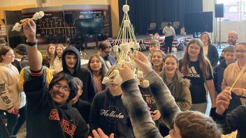 SOAR students building marshmallow tower