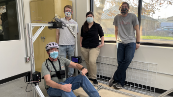 Professor Robinson, Preston, Casey, and Andrew with CHANGES Experiment