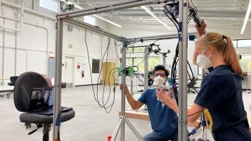Chris, Natasha, and Dzuy during Zero-G training