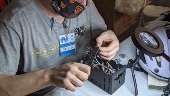 Andrew working on hardware