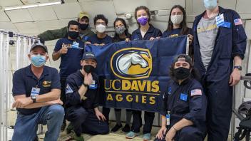 Zero-G team with UC Davis flag