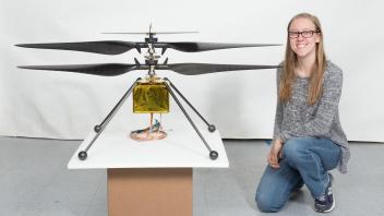 Sara Langberg with Ingenuity Helicopter