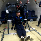 Rachel wearing headset in CHANGES Flight Campaign 2