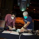 Adam and Billy testing in theater